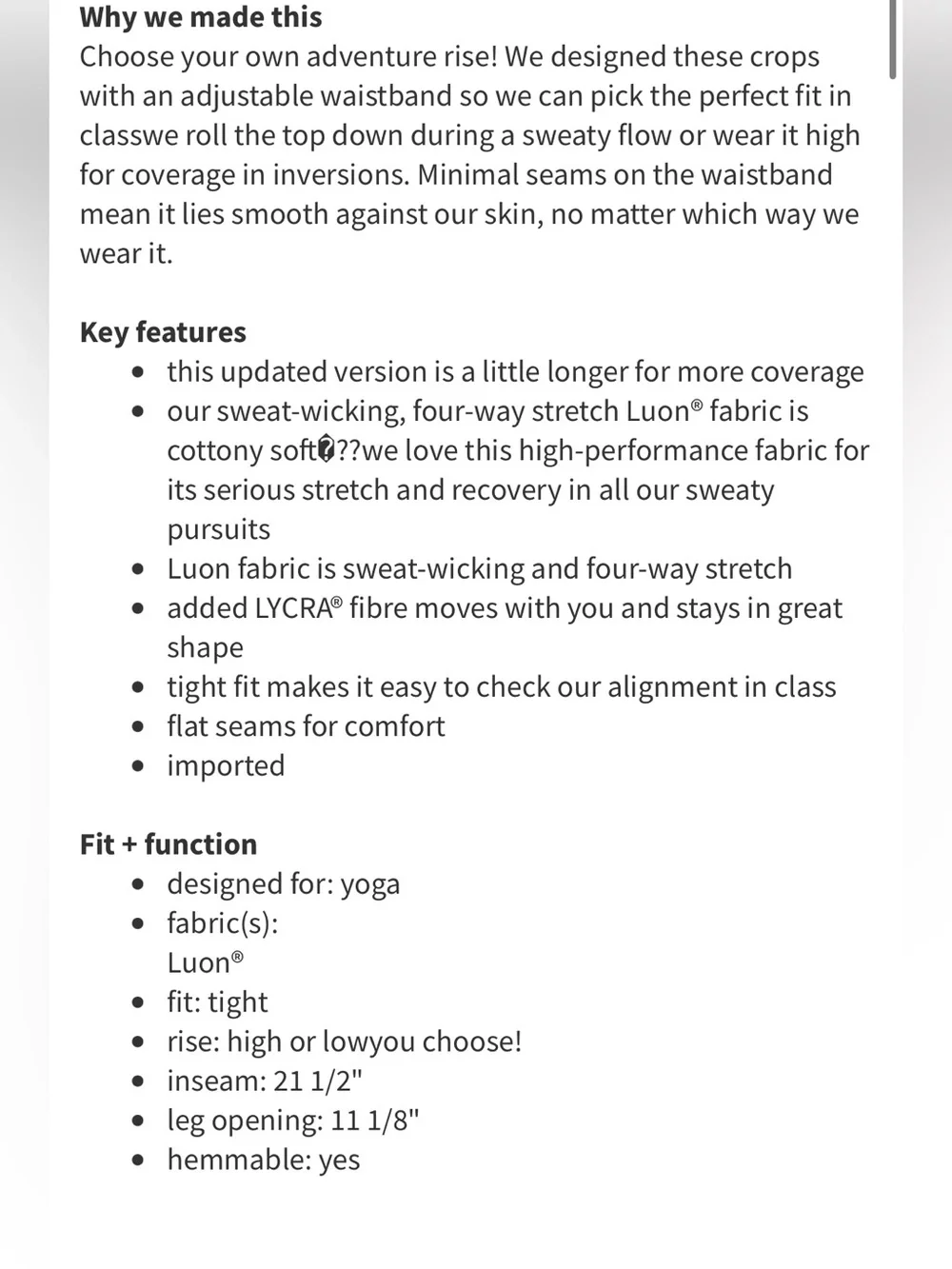 Lululemon Wunder Under Crop II (Roll Down)